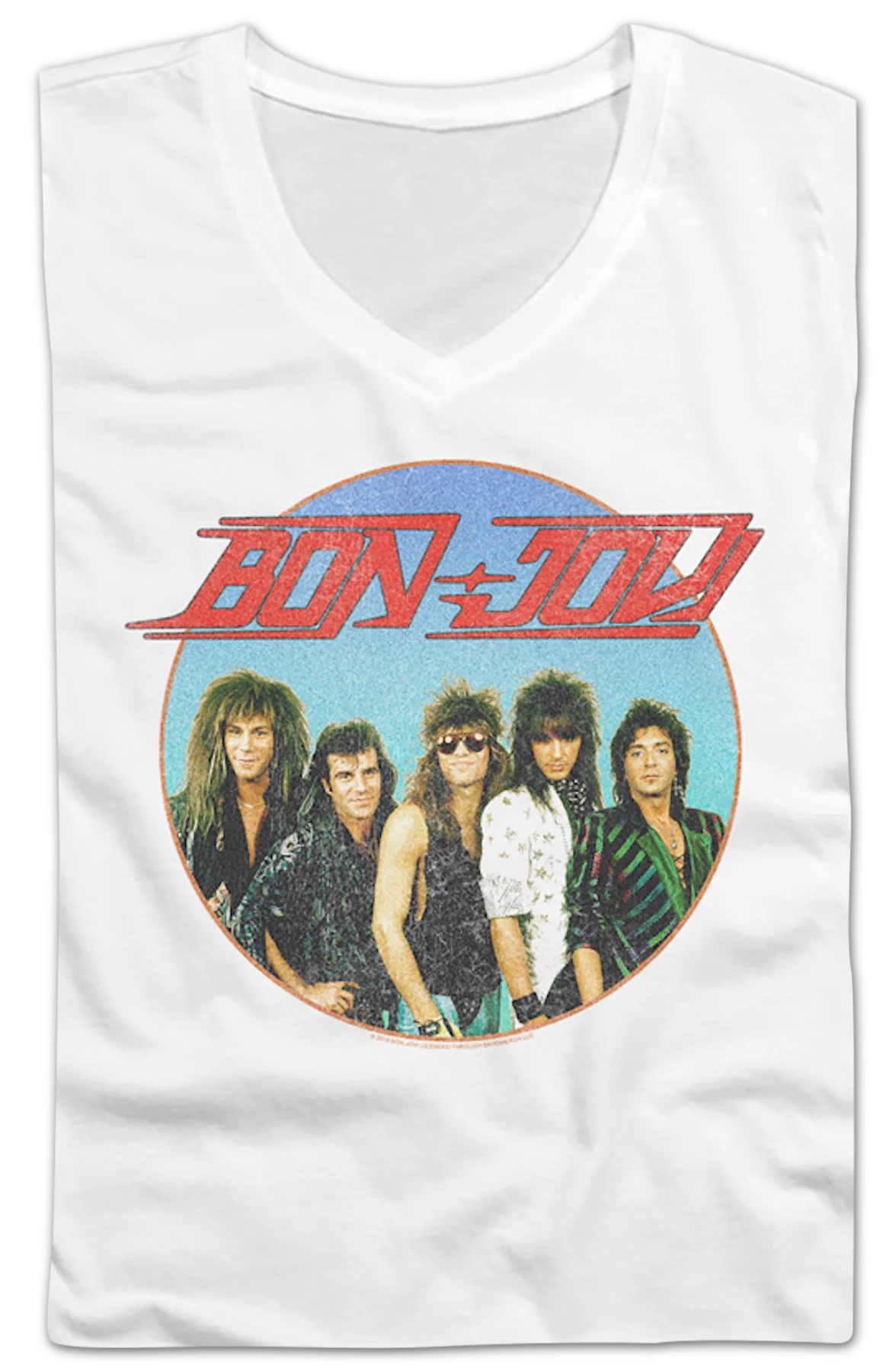 Ladies Retro Circle Bon Jovi V-Neck Shirt - Image 2