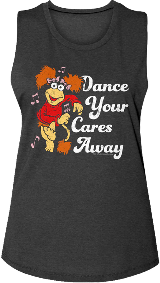 Ladies Retro Dance Your Cares Away Fraggle Rock Muscle Tank Top