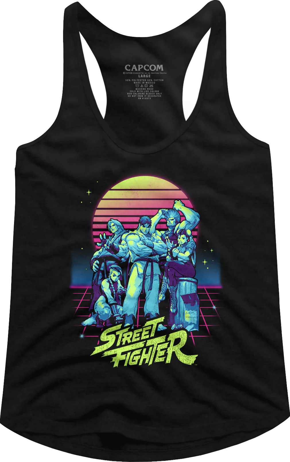 Ladies Retro Neon Street Fighter Racerback Tank Top
