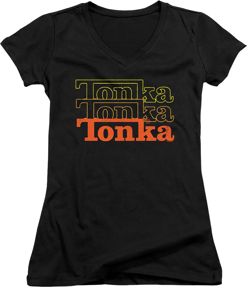 Ladies Stacked Logo Tonka V-Neck Shirt