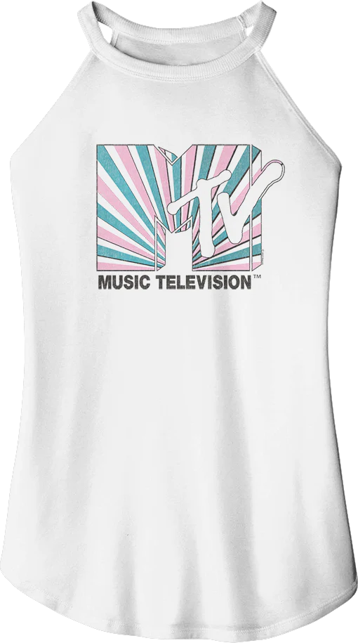Ladies Tie Dye Stripes Logo MTV Sleeveless Rocker Tank Top