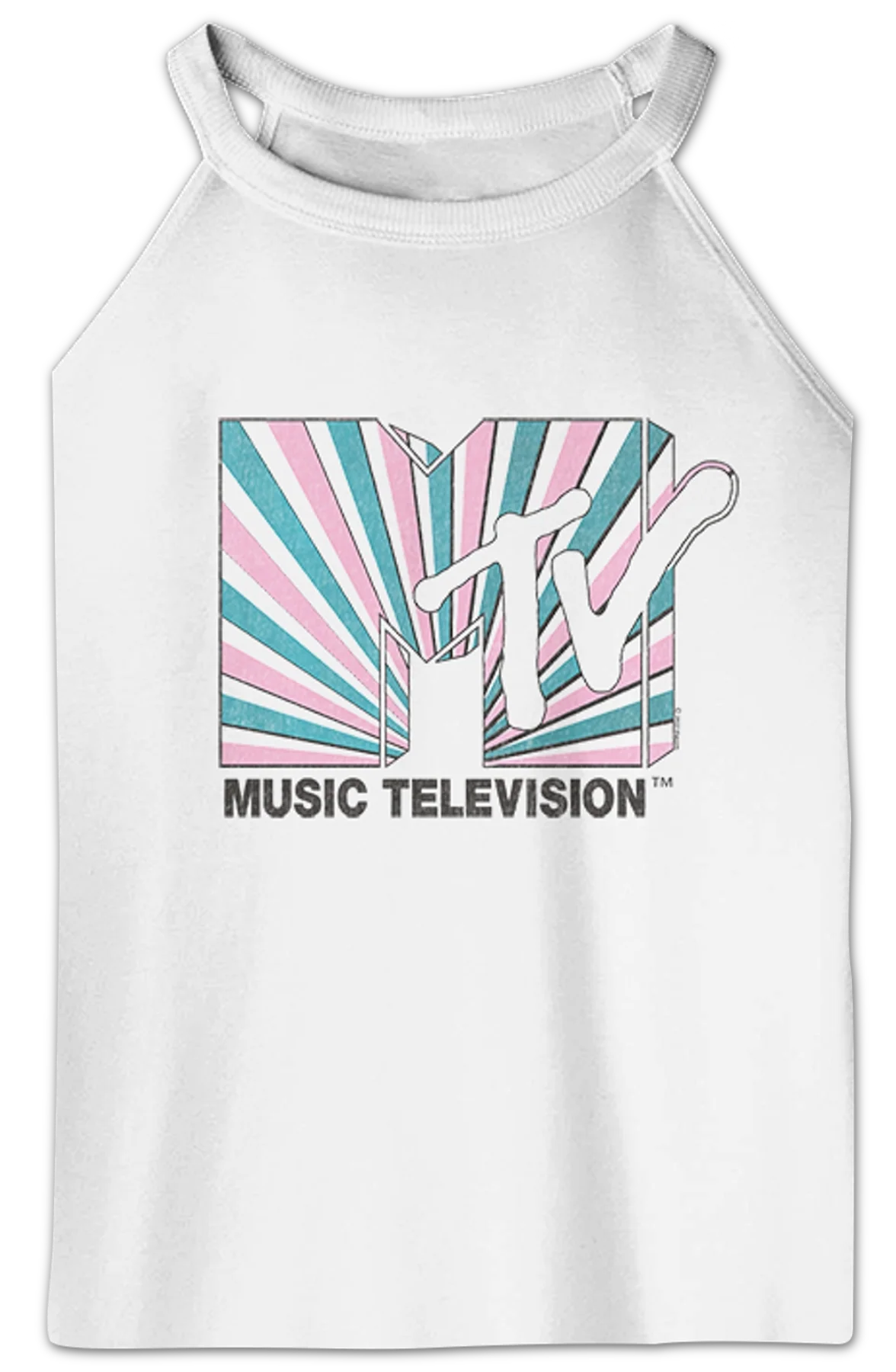 Ladies Tie Dye Stripes Logo MTV Sleeveless Rocker Tank Top - Image 2