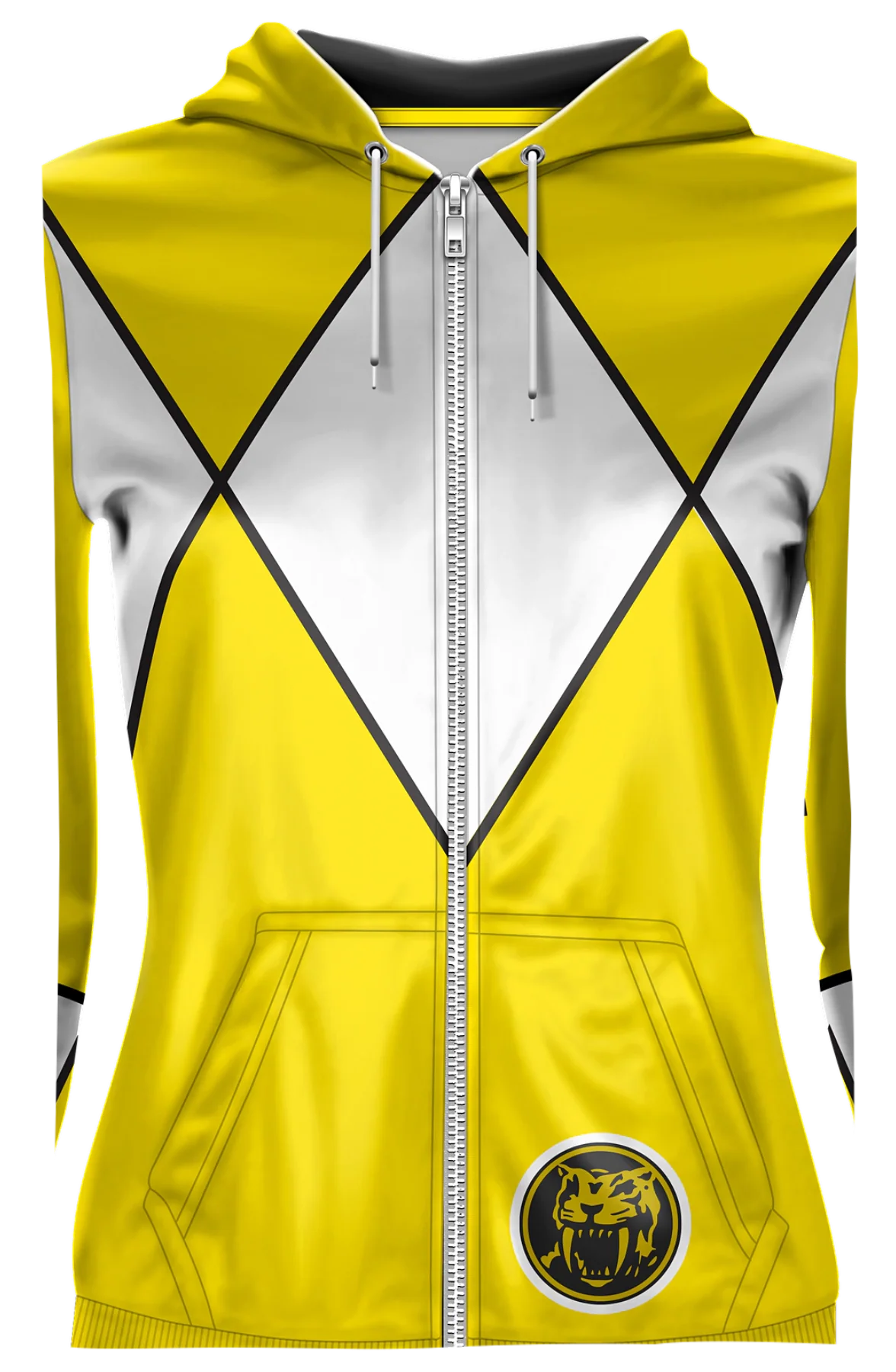 Ladies Yellow Ranger Mighty Morphin Power Rangers Costume Hoodie - Image 2