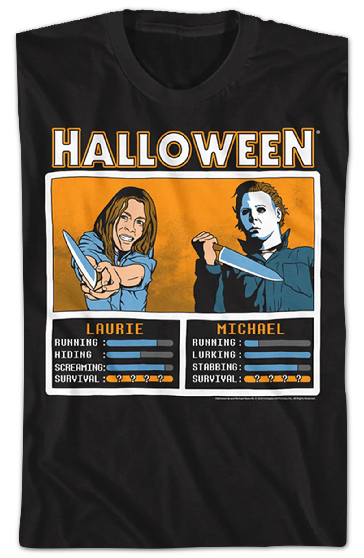 Laurie And Michael Knives Out Video Game Halloween T-Shirt - Image 2
