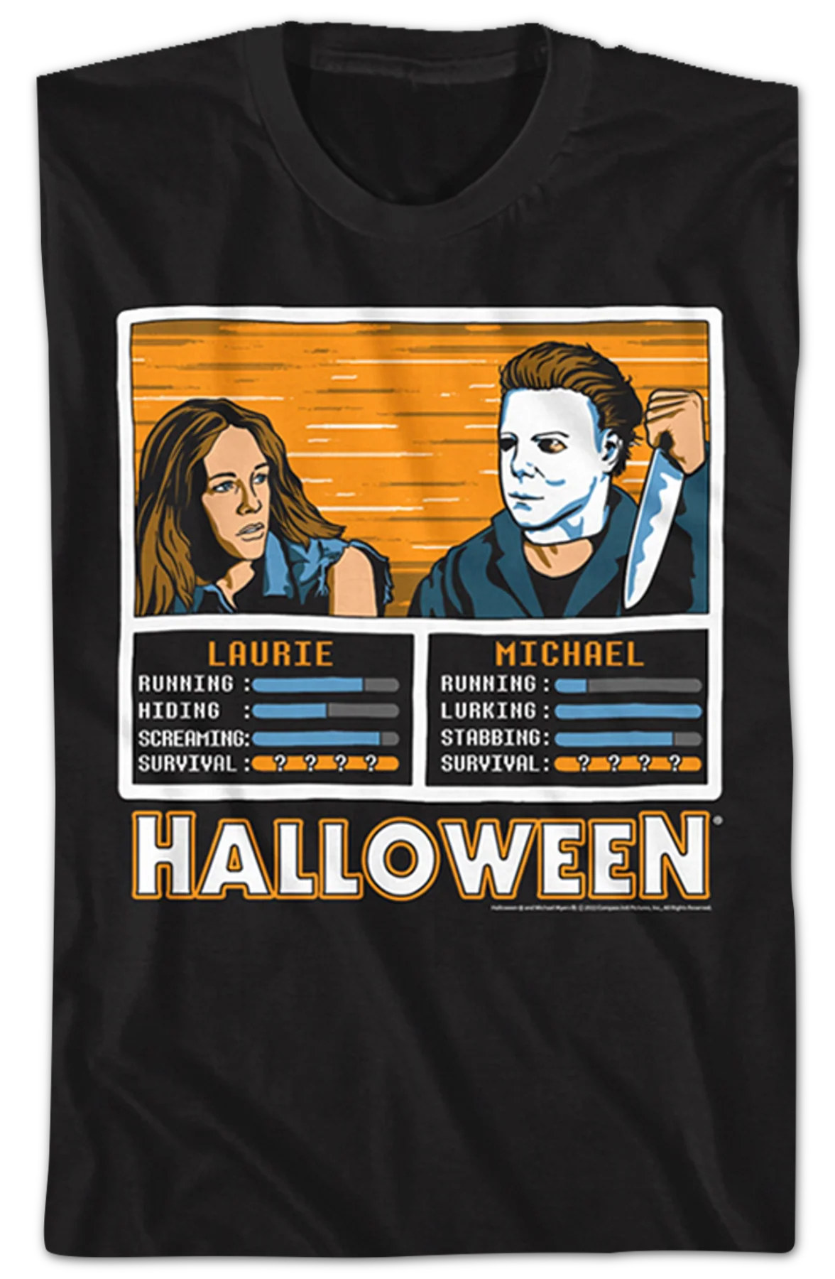 Laurie vs Michael Video Game Halloween T-Shirt - Image 2