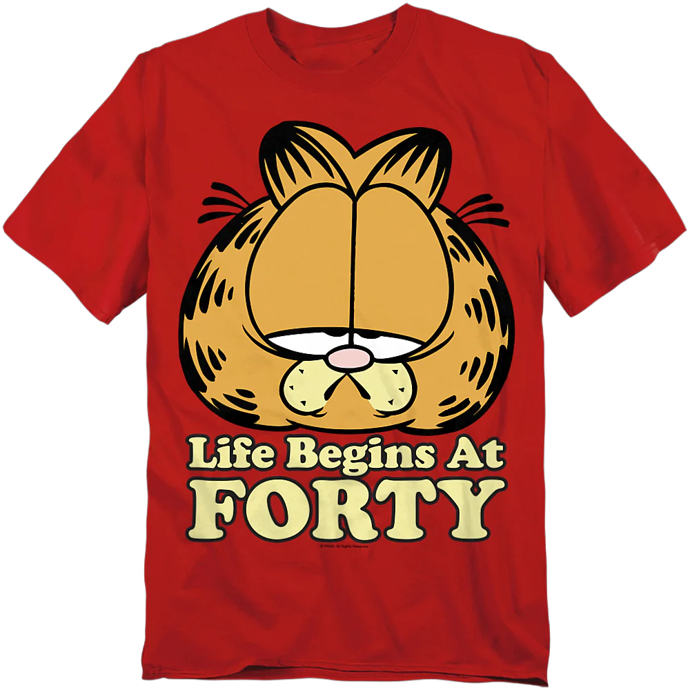 Life Begins At Forty Garfield T-Shirt - Image 2