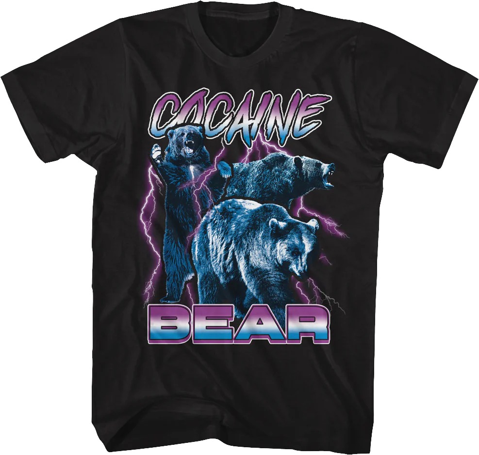Lightning Collage Cocaine Bear T-Shirt