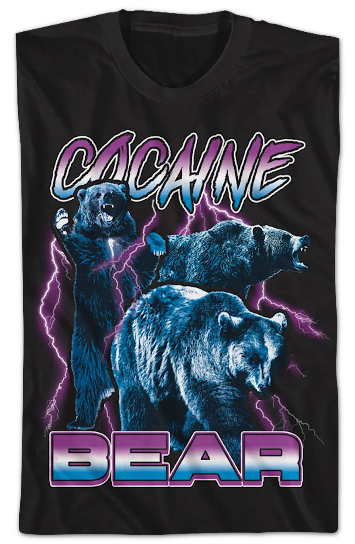 Lightning Collage Cocaine Bear T-Shirt - Image 2