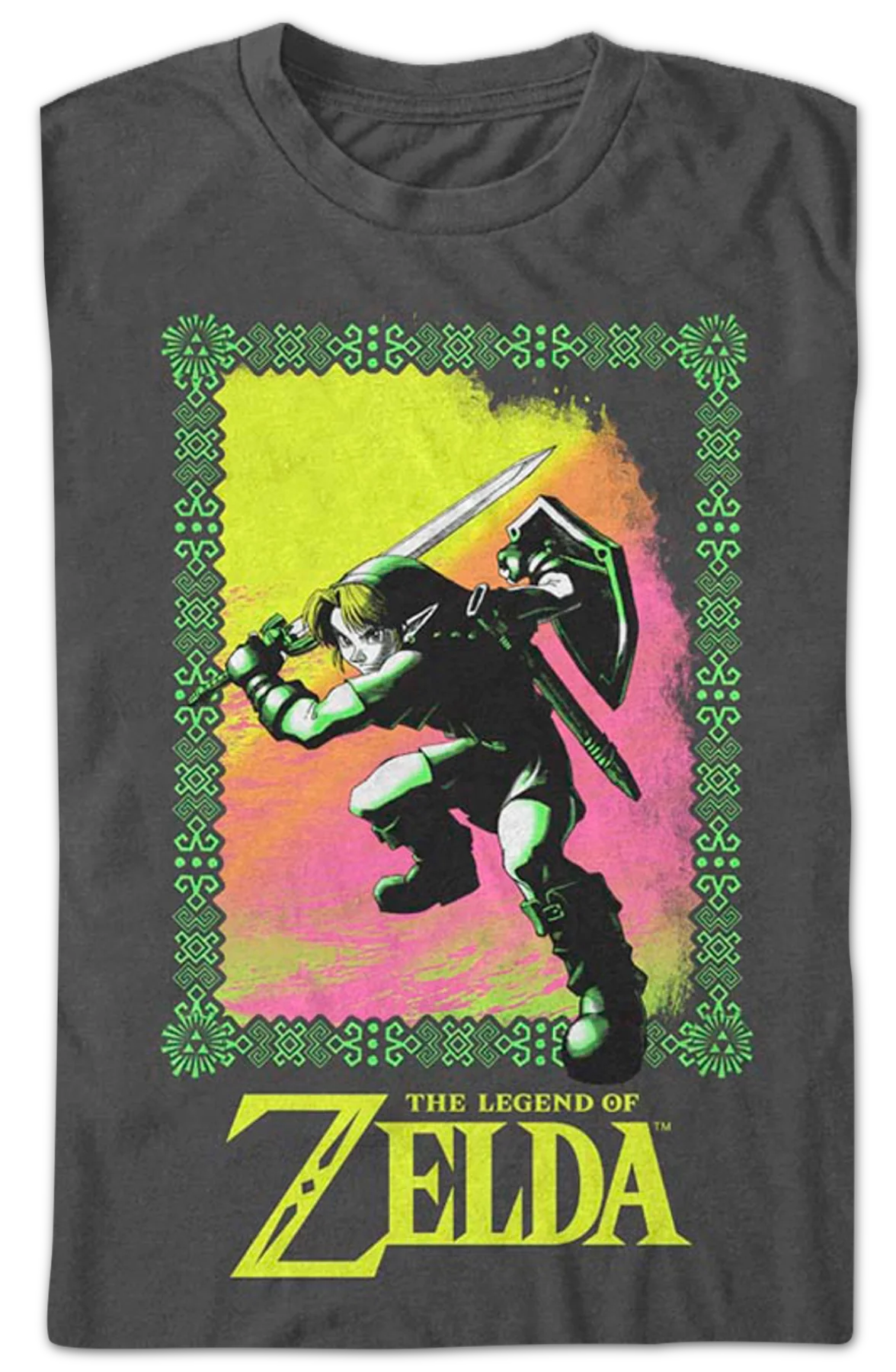 Link Hylian Action Pose Legend of Zelda Nintendo T-Shirt - Image 2