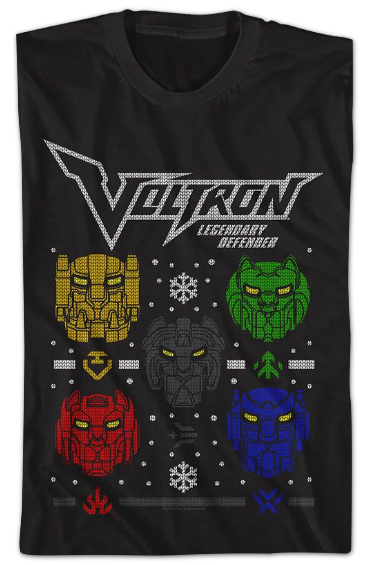Lion Heads Faux Ugly Christmas Sweater Voltron T-Shirt - Image 2