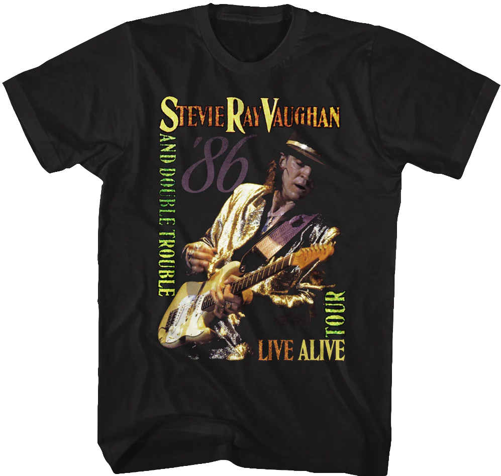 Live Alive Tour Stevie Ray Vaughan Front Back T-Shirt
