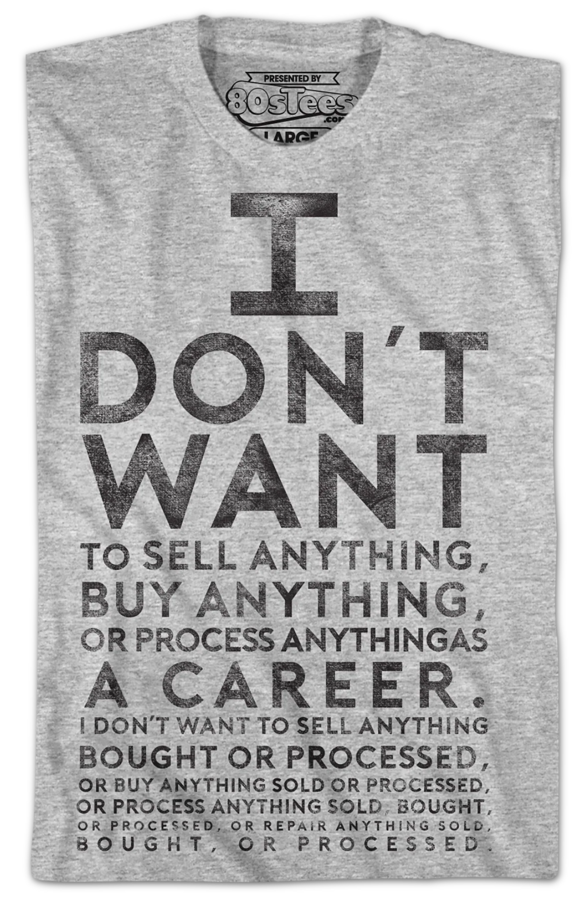 Lloyd Dobler I Don't Want To Sell Anything Eye Chart Say Anything T-Shirt - Image 2