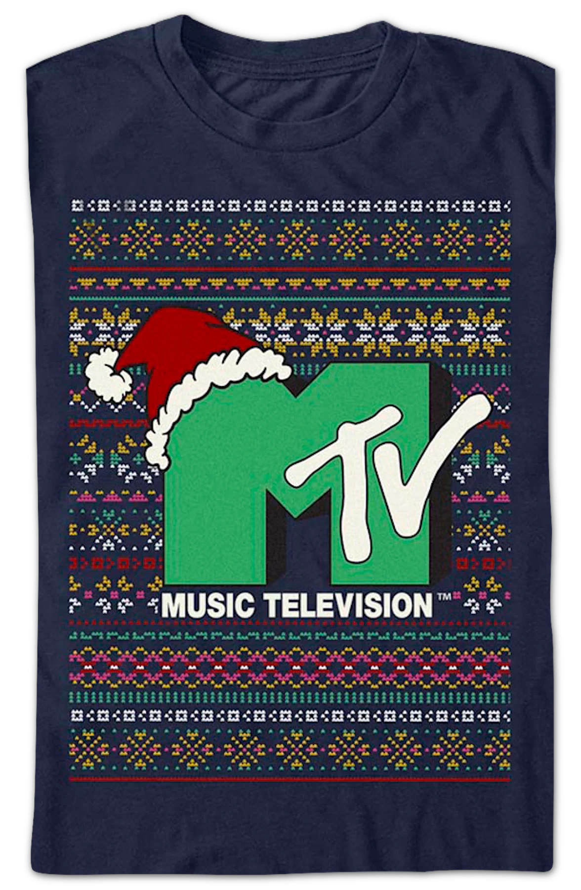 Logo Faux Ugly Christmas Sweater MTV T-Shirt - Image 2