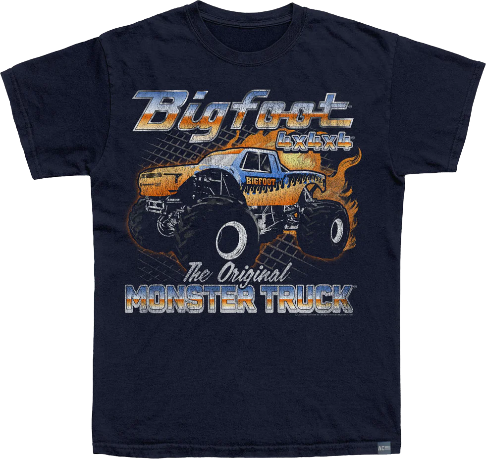 Made In USA Flame Truck Bigfoot T-Shirt