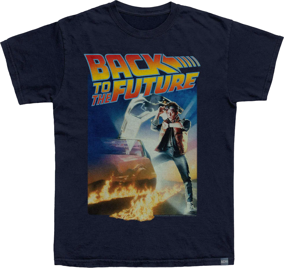 Made In USA Logo On Fire Back To The Future T-Shirt