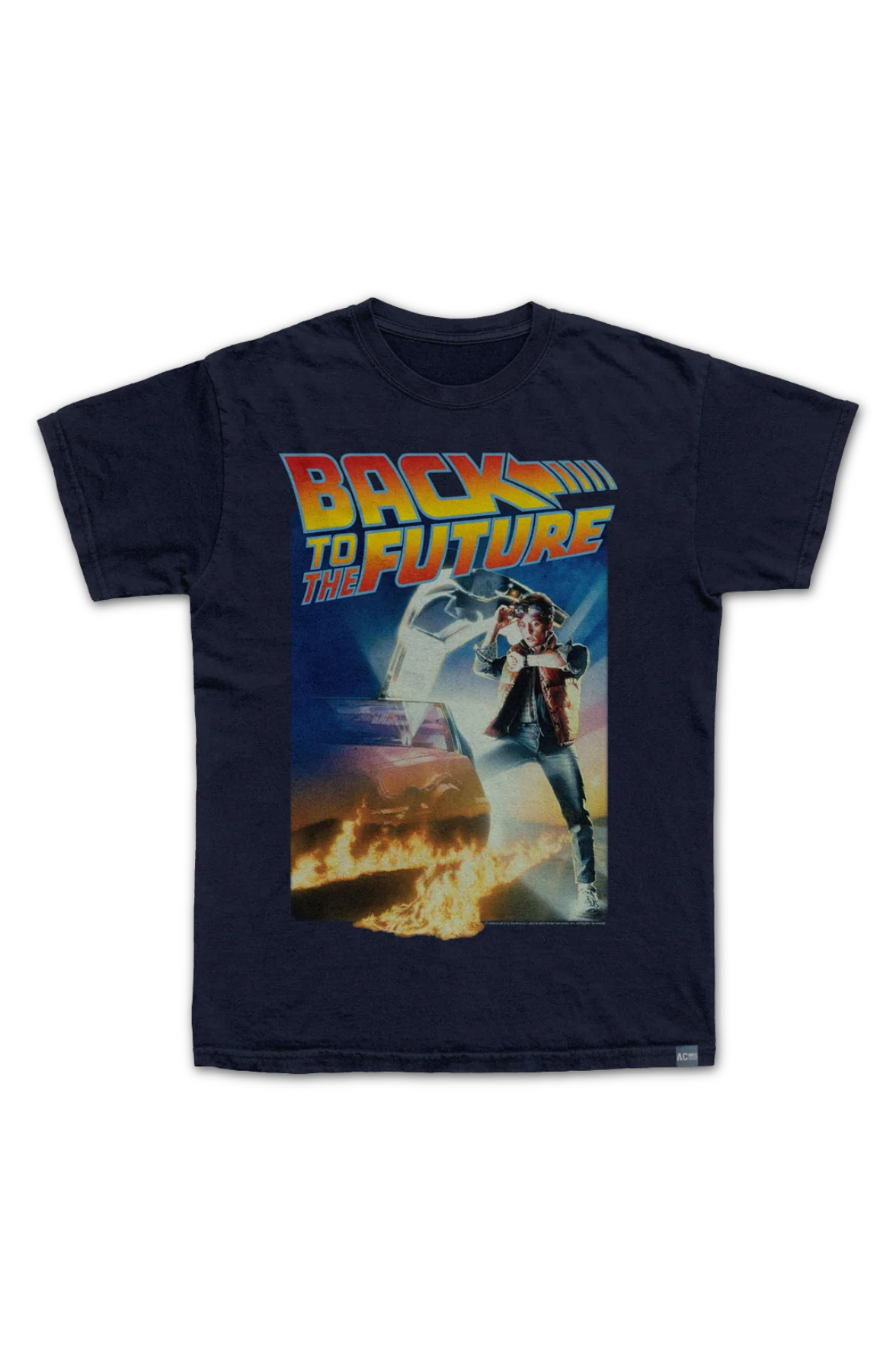 Made In USA Logo On Fire Back To The Future T-Shirt - Image 2
