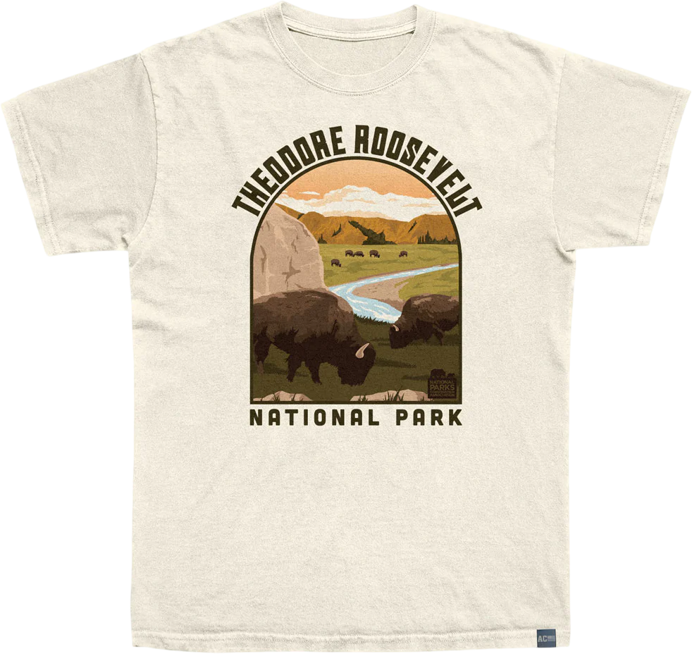 Made In USA Theodore Roosevelt Landscape Shape NPCA T-Shirt