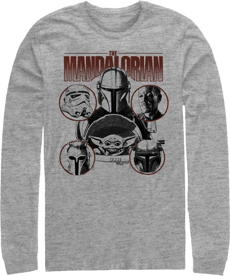 Mandalorian Characters Collage Star Wars Long Sleeve Shirt