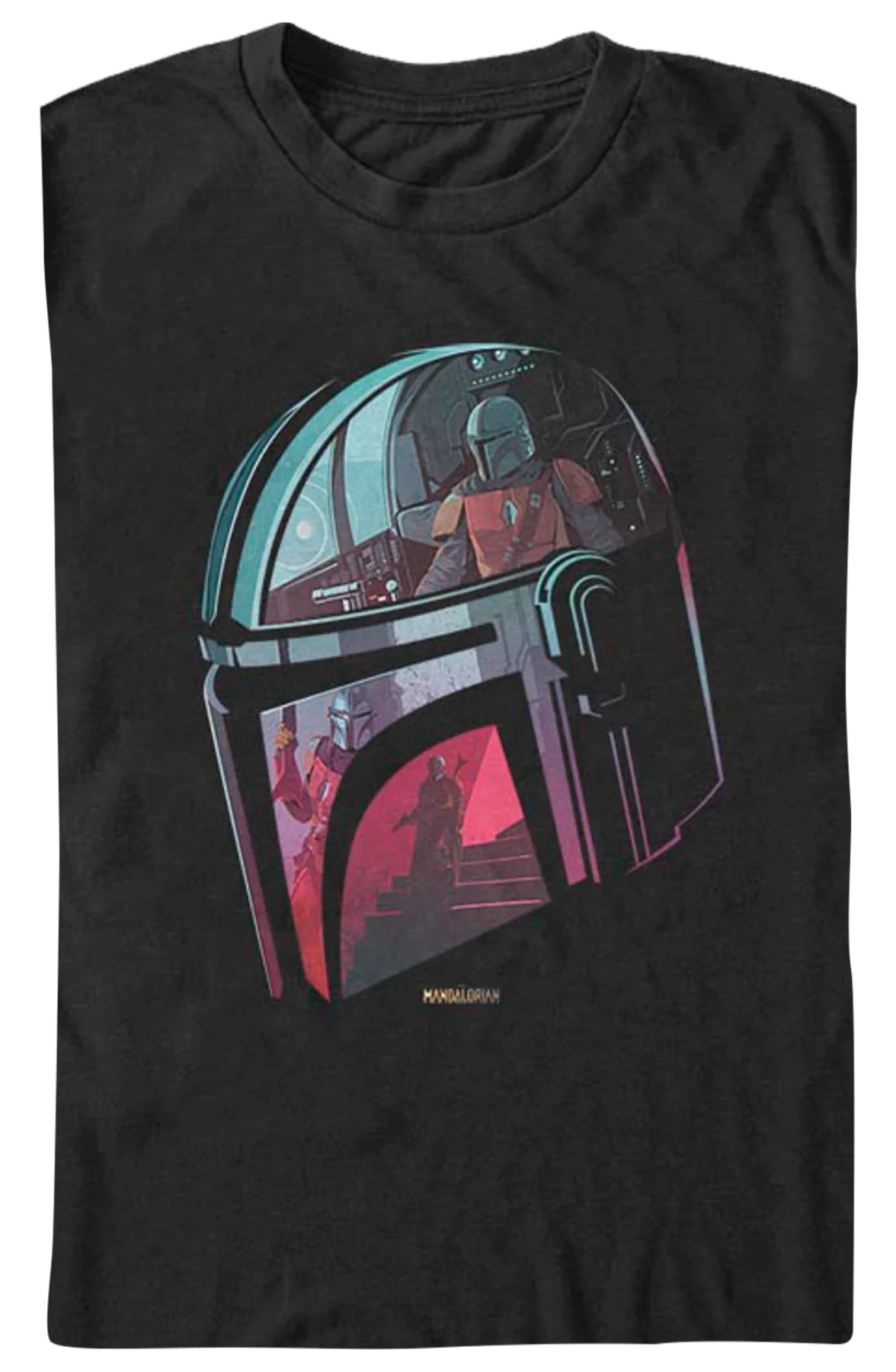 Mandalorian Helmet Reflection Star Wars T-Shirt - Image 2
