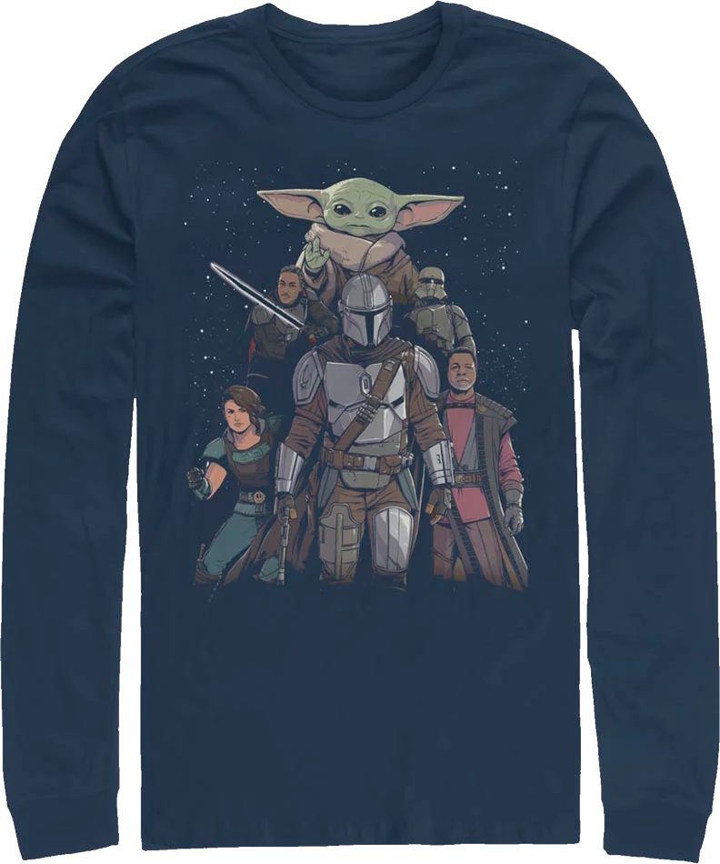 Mandalorian Illustrated Cast Collage Star Wars Long Sleeve Shirt