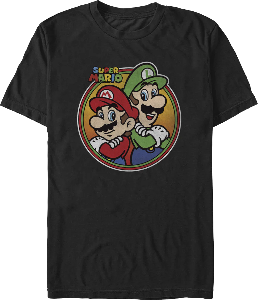 Mario & Luigi Retro Circle Super Mario Bros. T-Shirt