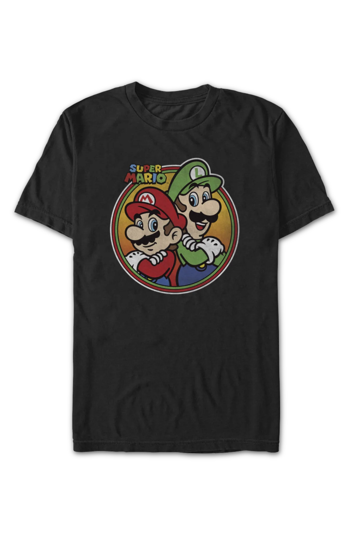 Mario & Luigi Retro Circle Super Mario Bros. T-Shirt - Image 2