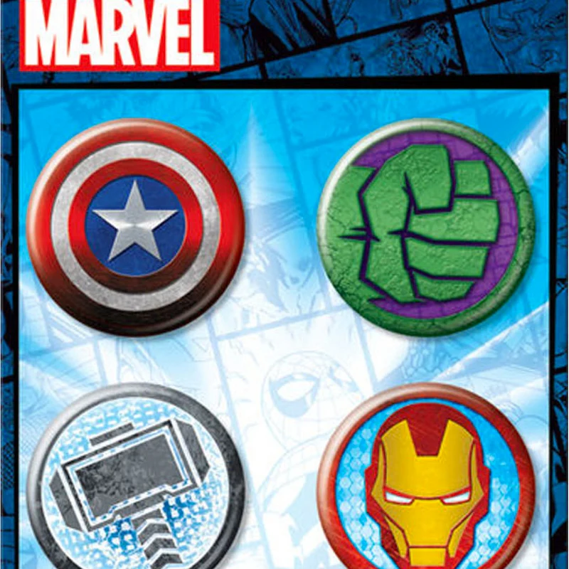 Marvel Comics Four Avengers Button Set