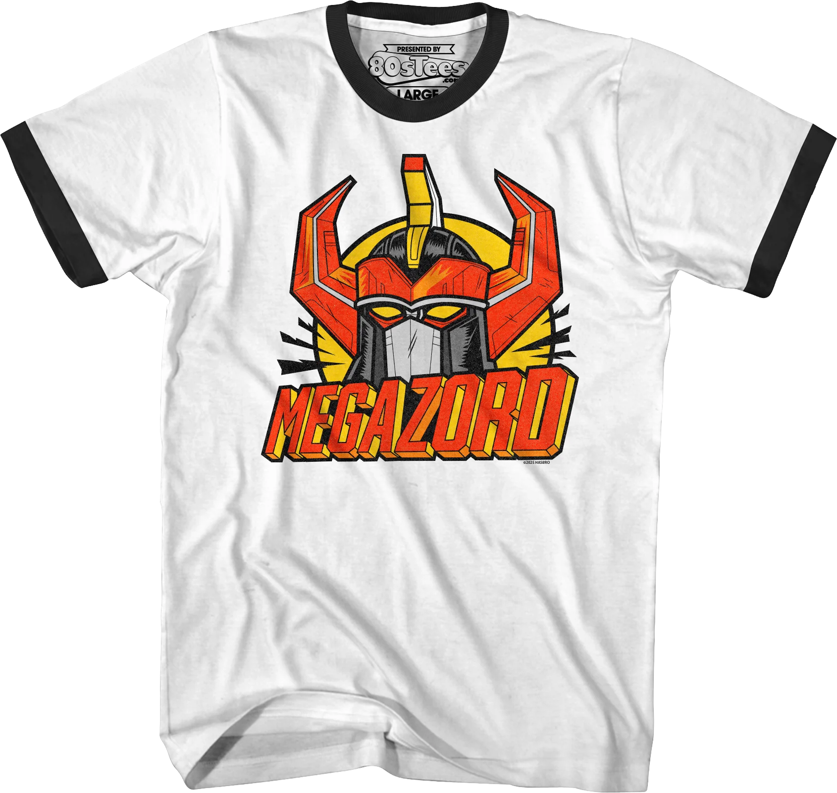 Megazord Head Mighty Morphin Power Rangers Ringer Shirt