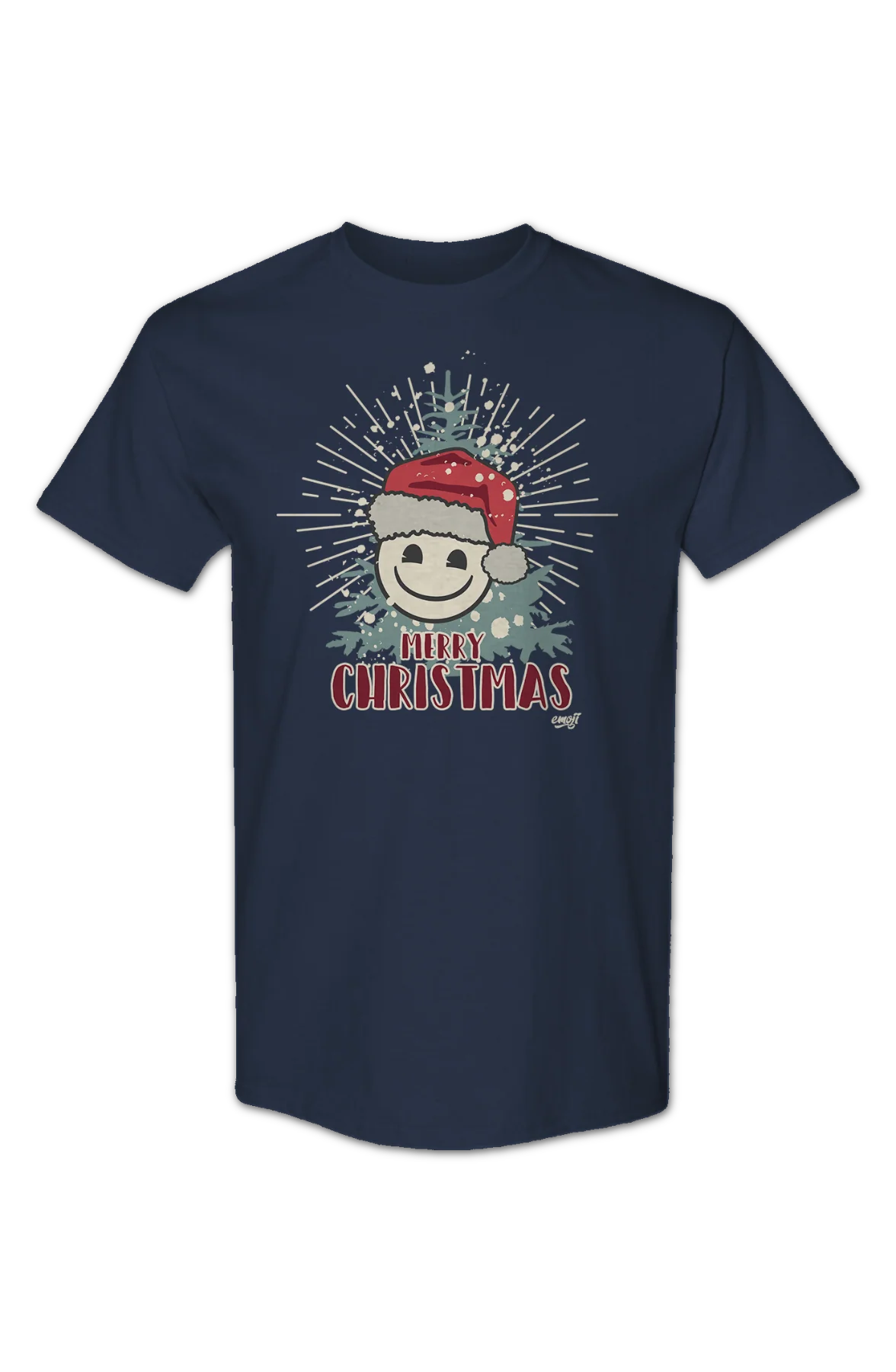 Merry Christmas Smiley Face Emoji T-Shirt - Image 2