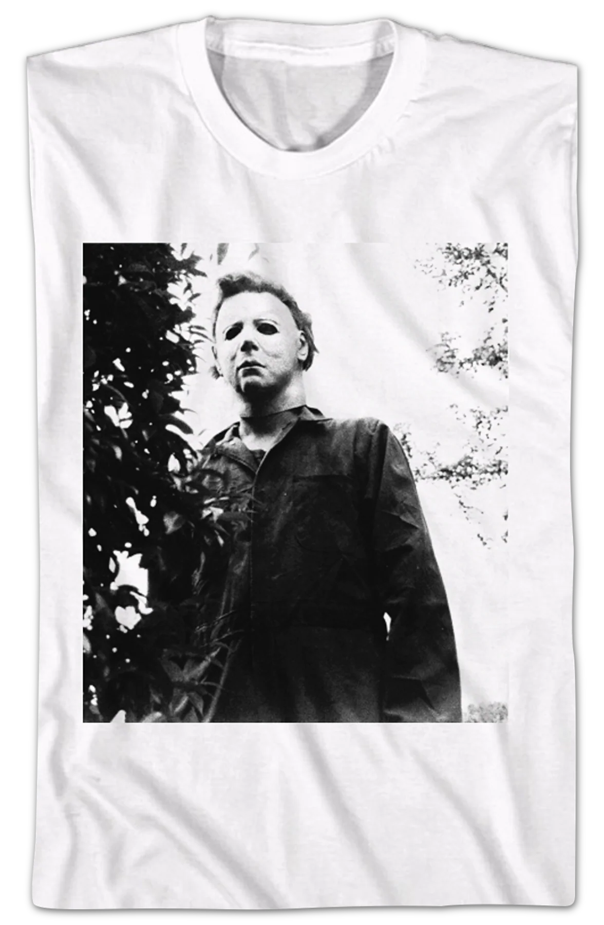 Michael Myers Black And White Photo Halloween T-Shirt - Image 2