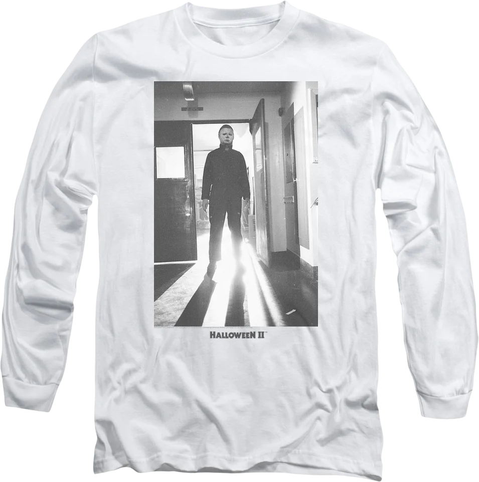 Michael Myers Black & White Photo Halloween II Long Sleeve Shirt