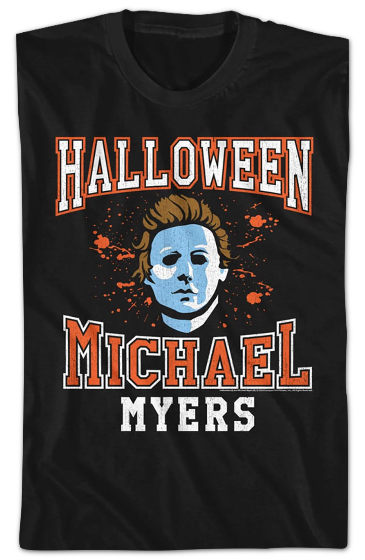 Michael Myers Mask Varsity Logo Halloween T-Shirt - Image 2