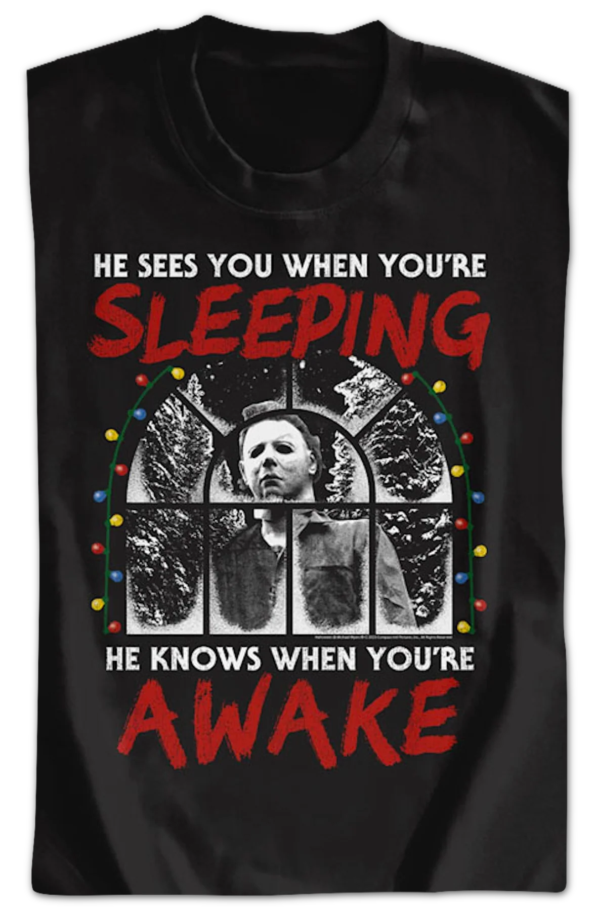 Michael Myers Sees You When You're Sleeping Halloween Sweatshirt - Image 2