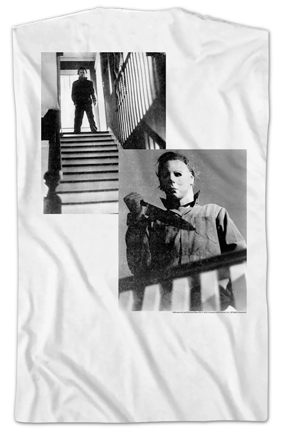 Michael Myers Staircase Photos Halloween T-Shirt - Image 2
