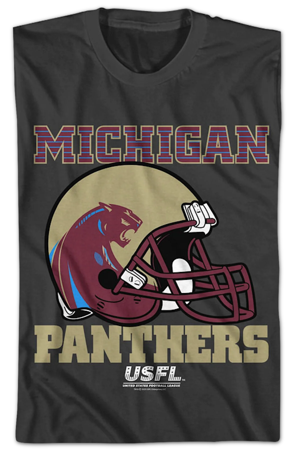 Michigan Panthers Helmet USFL T-Shirt - Image 2