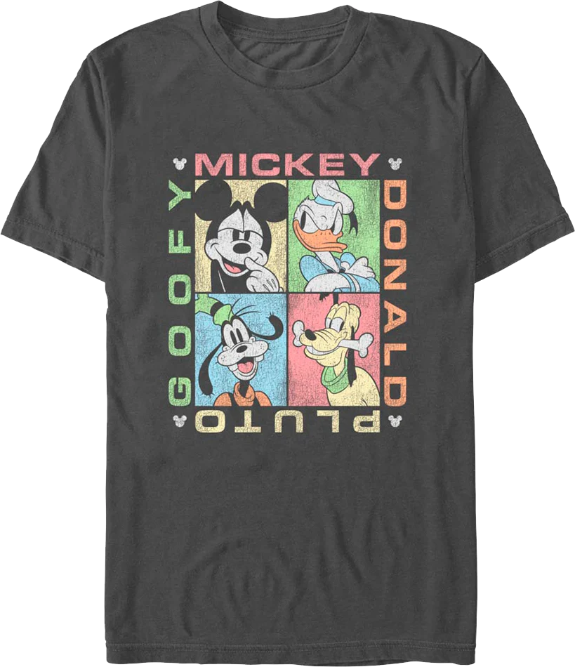 Mickey Donald Pluto Goofy Pop Art Disney T-Shirt