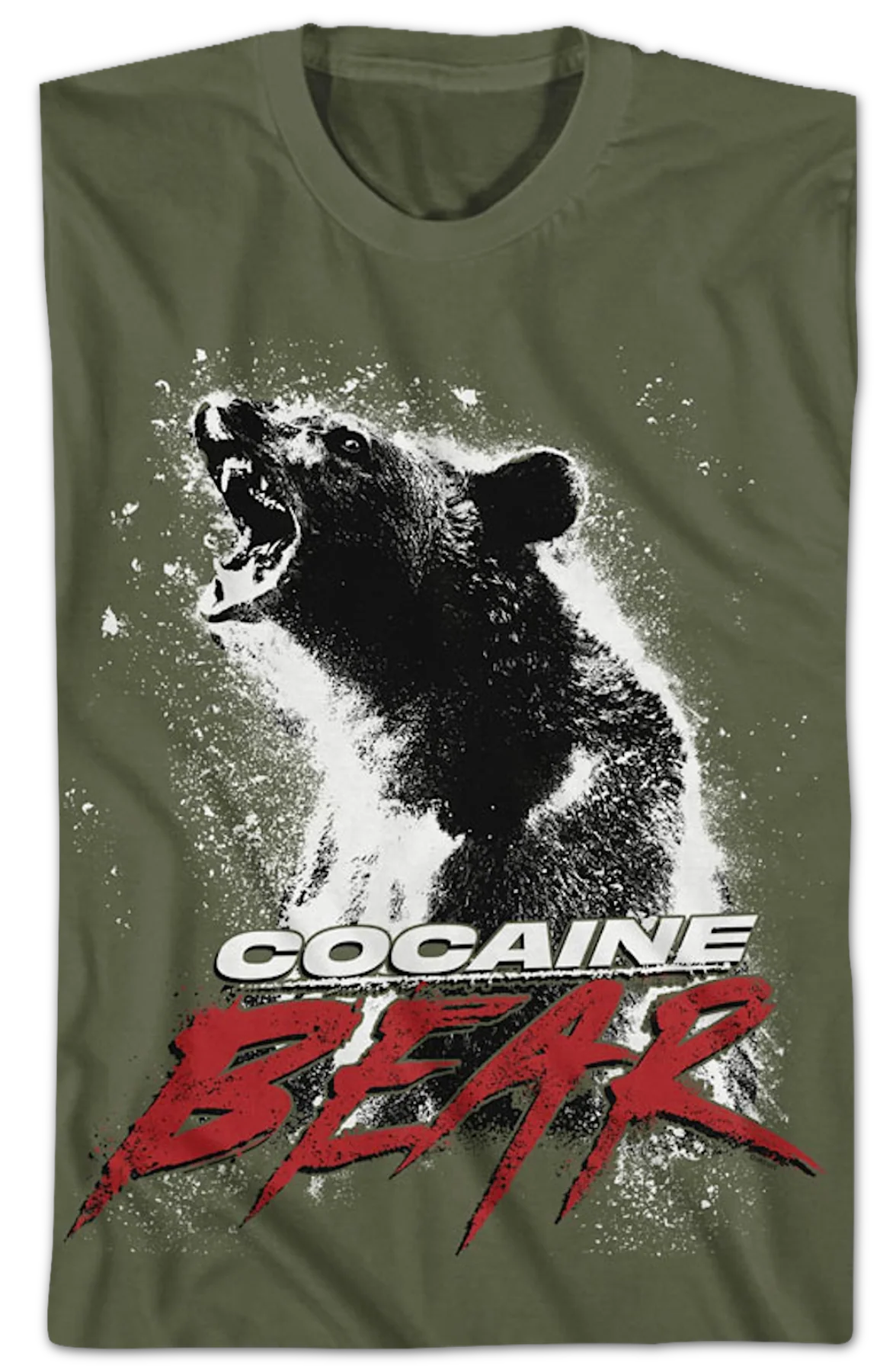 Military Green Movie Poster Cocaine Bear T-Shirt - Image 2