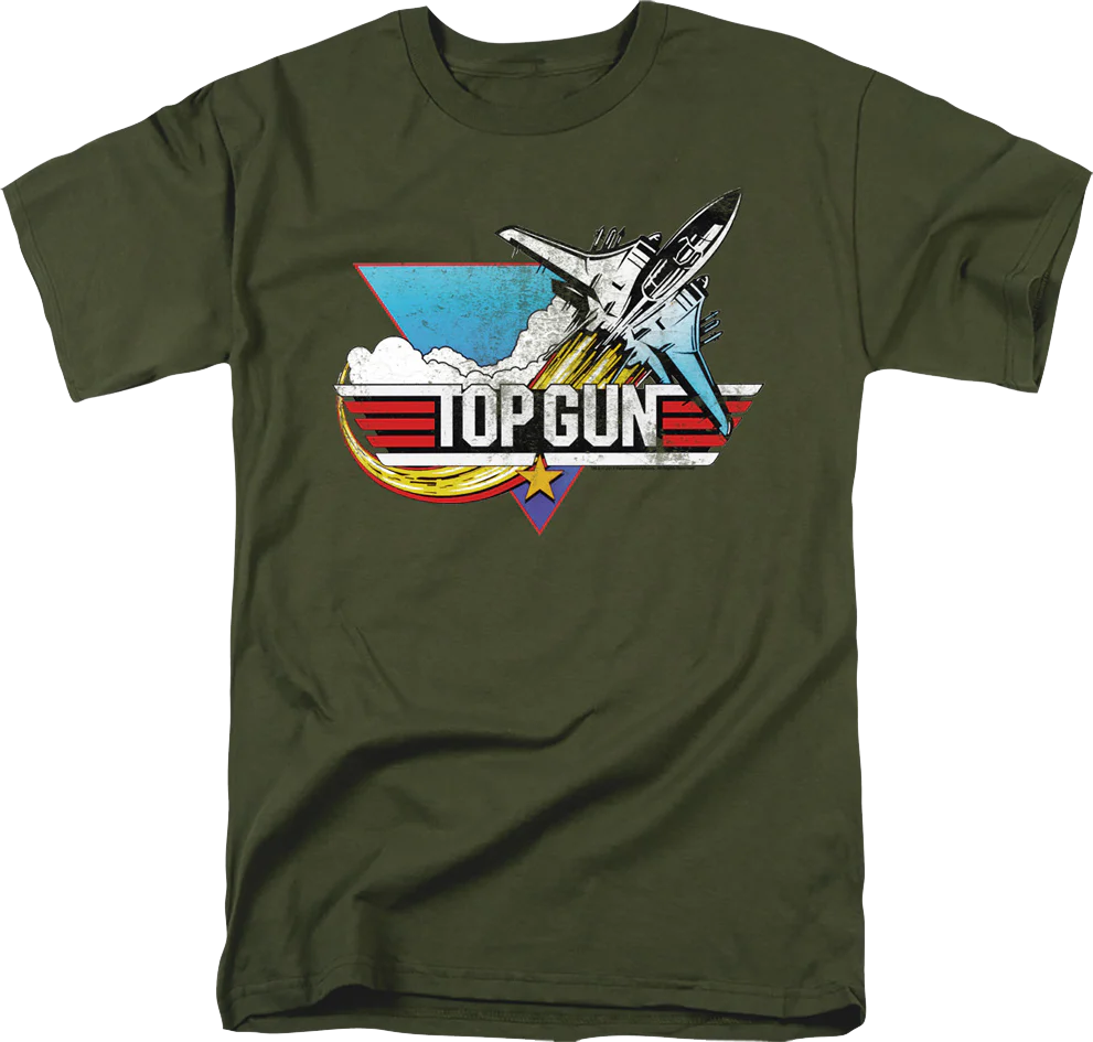 Military Green Vintage Logo Top Gun T-Shirt
