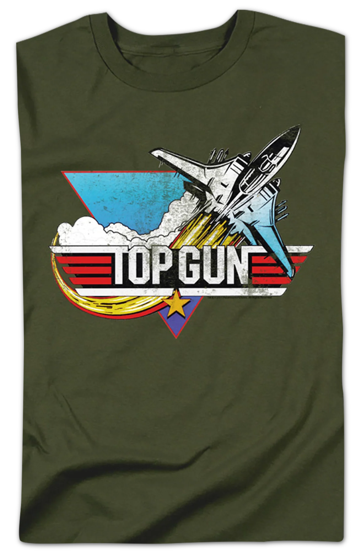 Military Green Vintage Logo Top Gun T-Shirt - Image 2