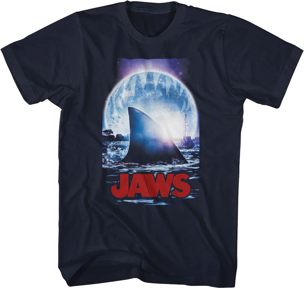 Moonlit Shark Fin Jaws T-Shirt
