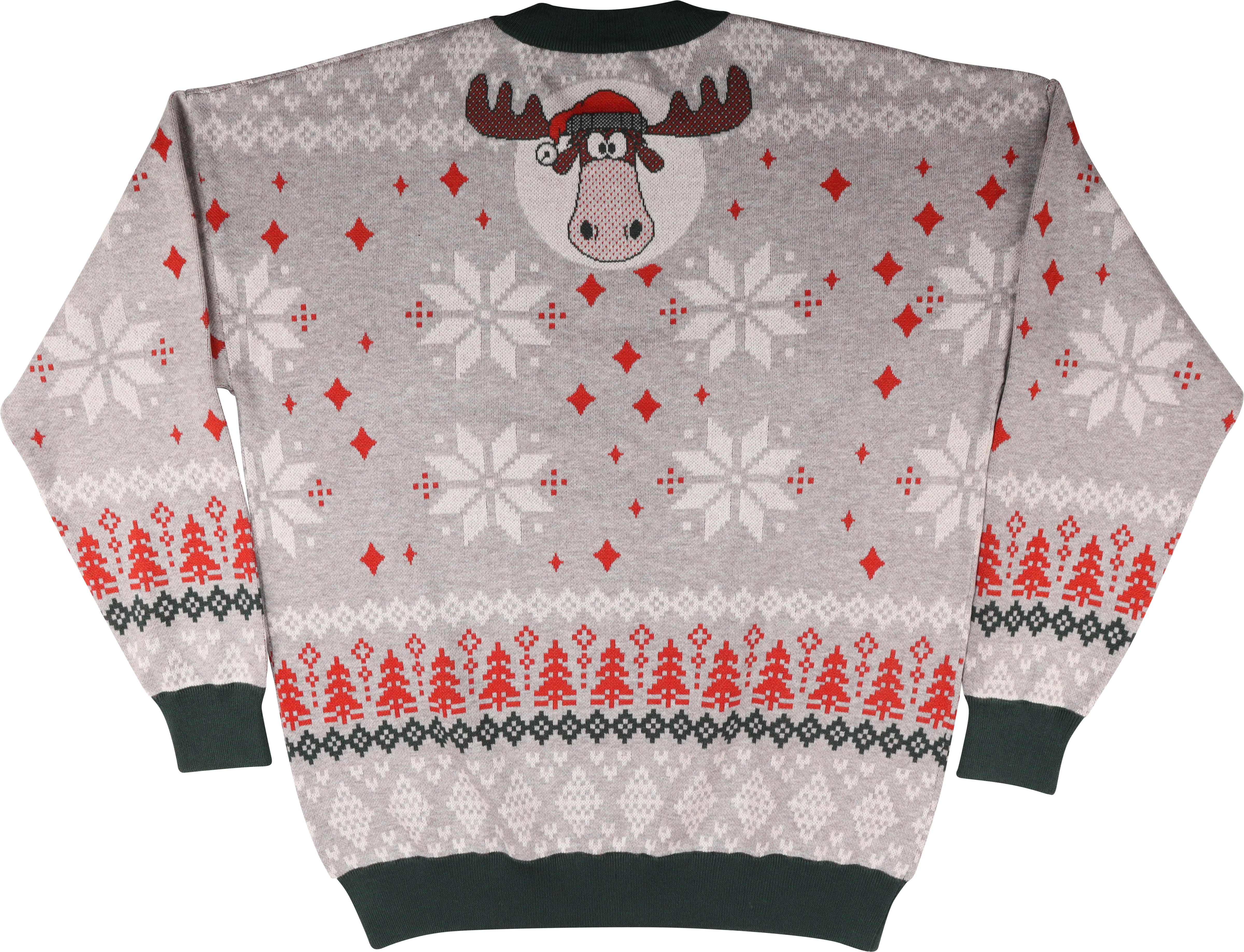 Moose Head With Santa Claus Hat Christmas Vacation Knitted Sweater - Image 3