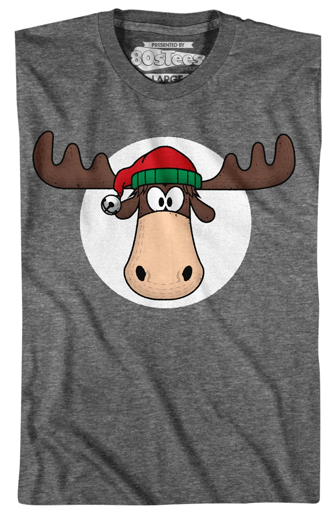 Moose Head With Santa Claus Hat Christmas Vacation T-Shirt - Image 2