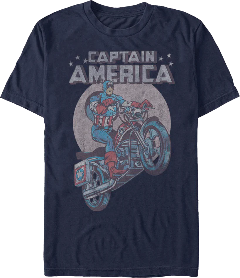 Motorcycle Captain America Marvel Comics T-Shirt