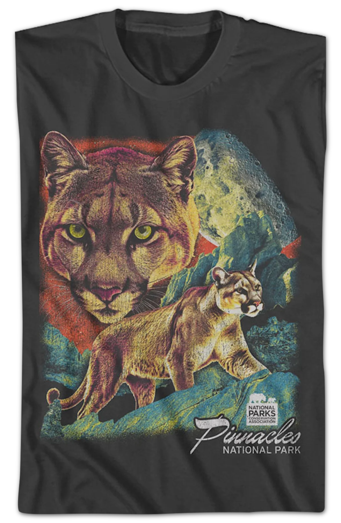 Mountain Lion Collage Pinnacles National Park T-Shirt - Image 2