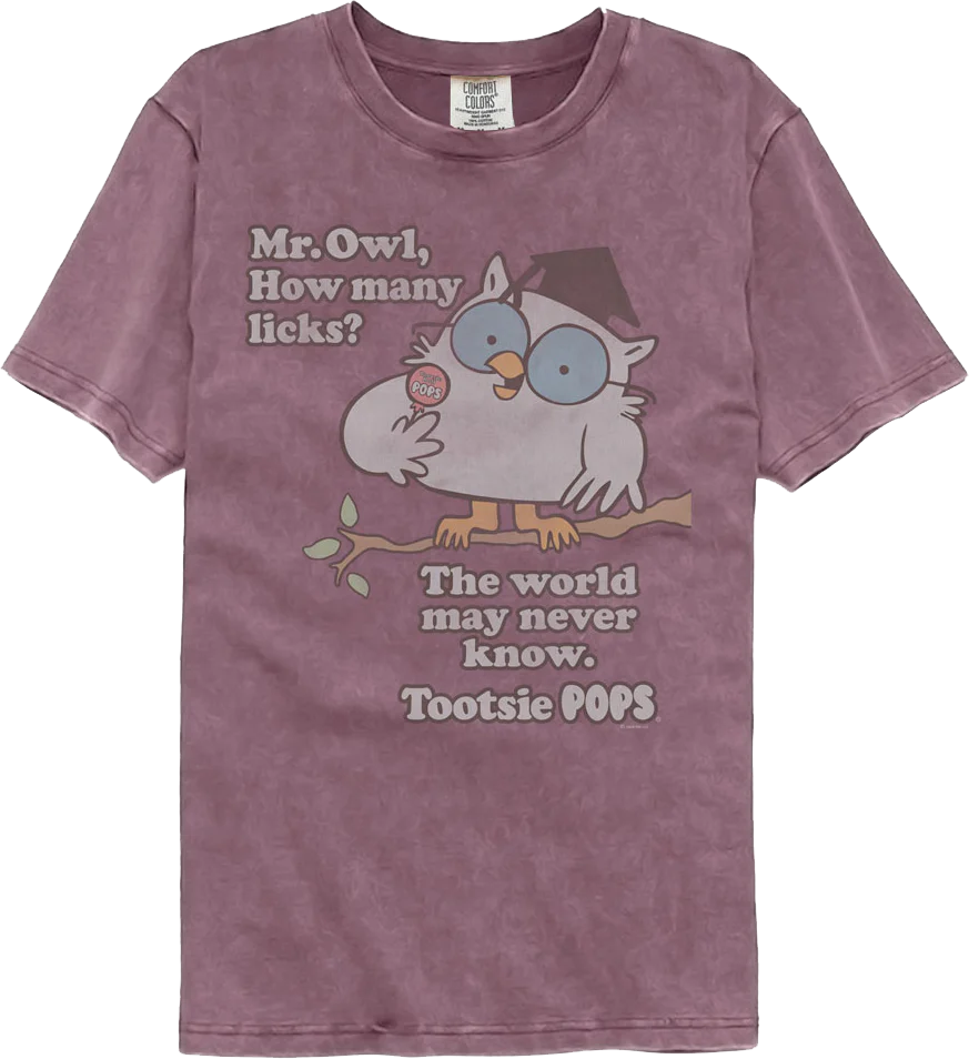 Mr. Owl How Many Licks Tootsie Pop Comfort Colors Brand T-Shirt
