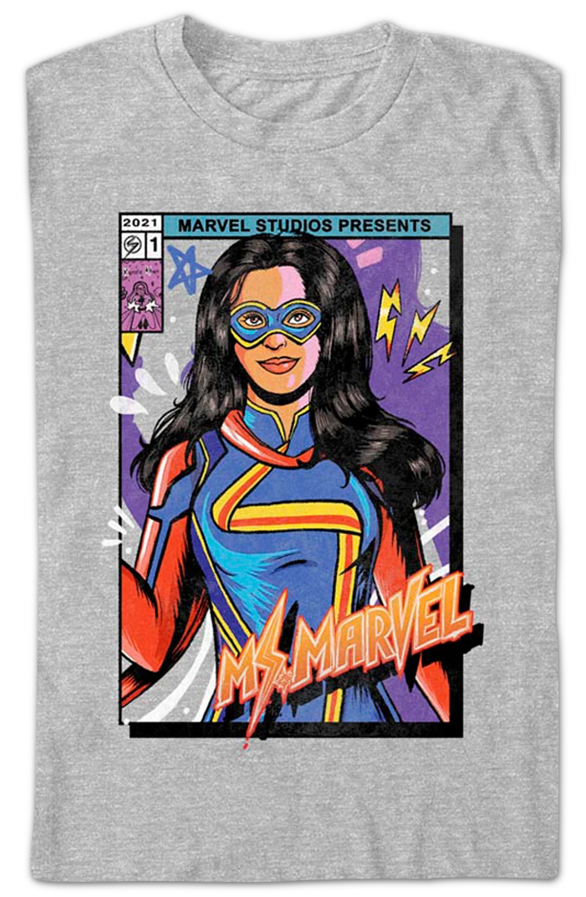 Ms. Marvel Colorful Cover Marvel Comics T-Shirt - Image 2