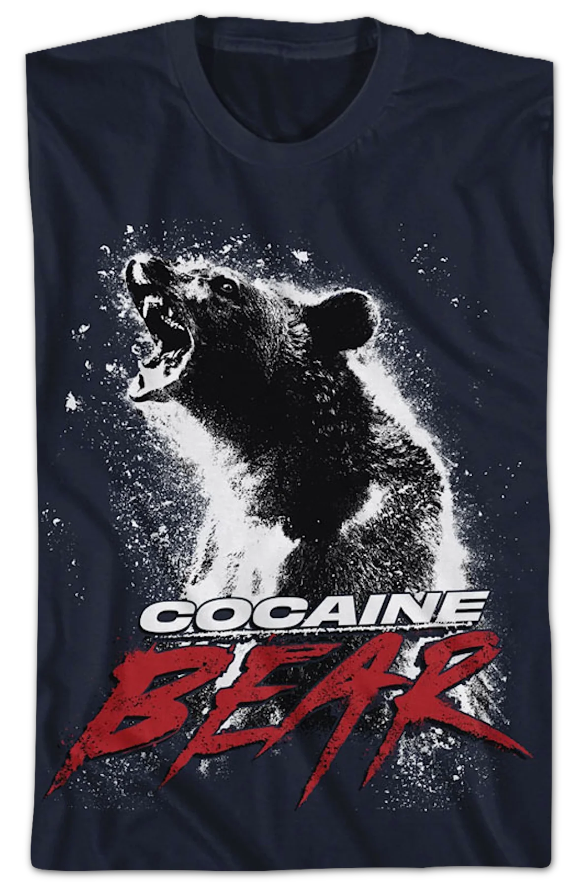 Navy Blue Movie Poster Cocaine Bear T-Shirt - Image 2