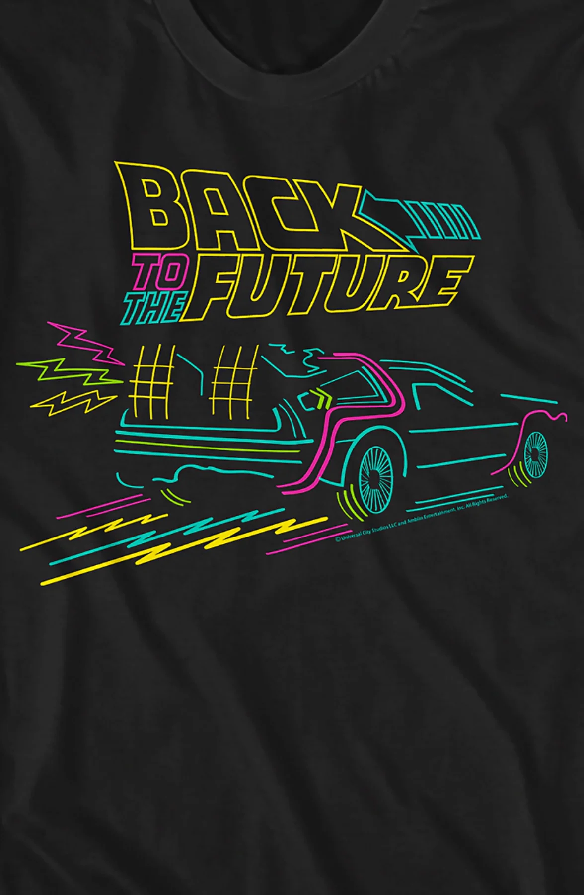 Neon DeLorean Back To The Future T-Shirt - Image 2