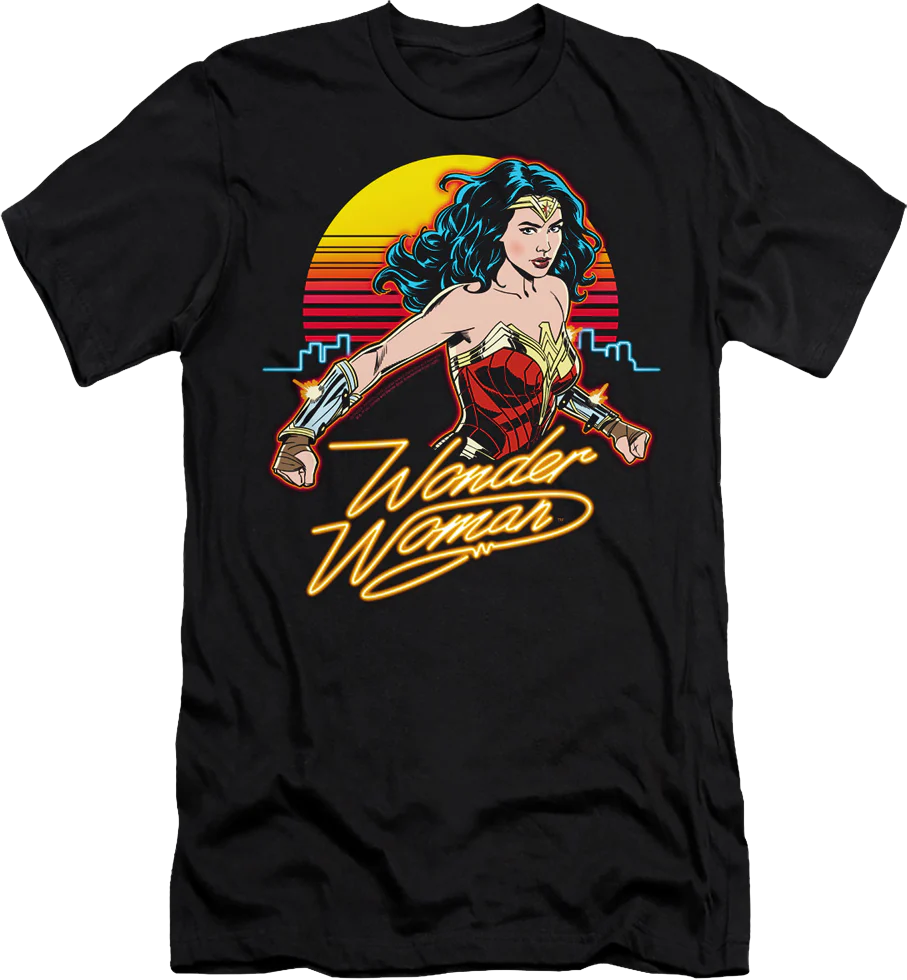 Neon Skyline Wonder Woman T-Shirt