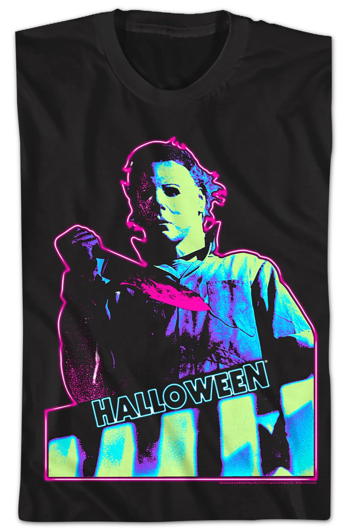 Neon The Shape Michael Myers Halloween T-Shirt - Image 2